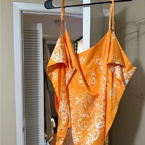 Orange Paisley Spaghetti Strap Top